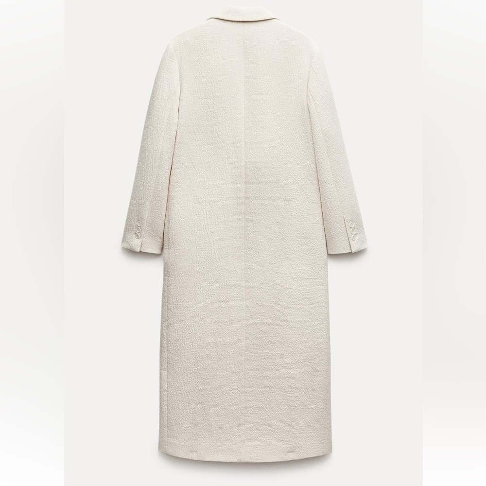 Zara Minimalist Wool Blend Textured Coat Ecru Cream ZW Collection size M NWT - Picture 15 of 16